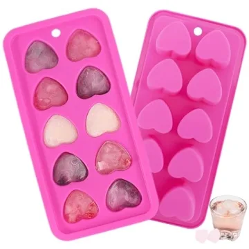 Heart Shaped Silicone Pink Ice Cube Trays – Flexible Molds for Fun Drinks, Chocolates, and More