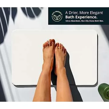 Earthstone Bath Co. Bath Mat, Diatomaceous Earth, Ultra-Absorbent, Non-Slip, Quick Drying, Sand, 23.6in x 15.4in
