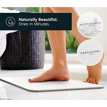 Earthstone Bath Co. Bath Mat, Diatomaceous Earth, Ultra-Absorbent, Non-Slip, Quick Drying, Sand, 23.6in x 15.4in