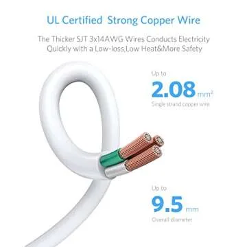 Travel Power Strip, BESTEK 6Ft Extension Cord with 4 USB Ports and 6-Outlet (13A 125V), Surge Protector Power Strip for Dorm Room, Bedside, Cruise Ship, 220J, White