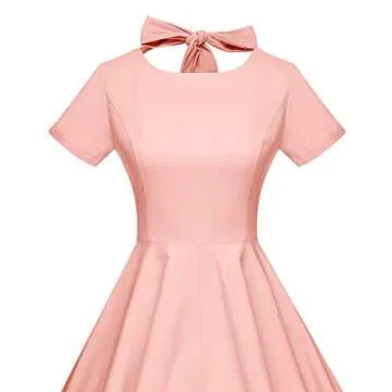 GownTown Womens 1950s Vintage Retro Party Swing Dress Rockabillty Stretchy Dress Pink