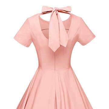 GownTown Womens 1950s Vintage Retro Party Swing Dress Rockabillty Stretchy Dress Pink