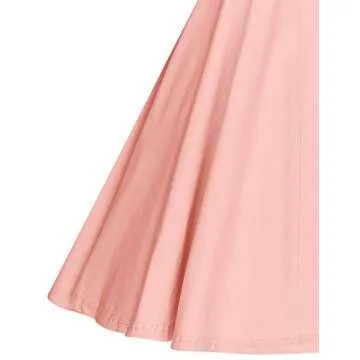 GownTown Womens 1950s Vintage Retro Party Swing Dress Rockabillty Stretchy Dress Pink