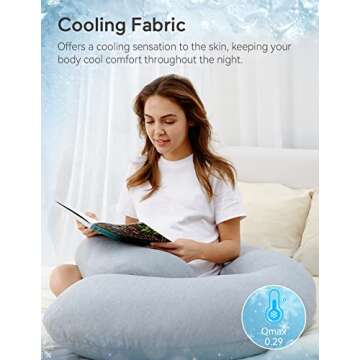 Momcozy Pregnancy Pillows with Cooling Cover, U-Shaped Full Body Maternity Pillow for Side Sleepers ...