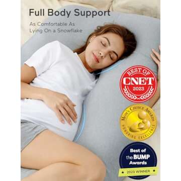 Momcozy Pregnancy Pillows with Cooling Cover, U-Shaped Full Body Maternity Pillow for Side Sleepers 57 Inch - Support for Back, Hip, Belly, Legs for Pregnant Women