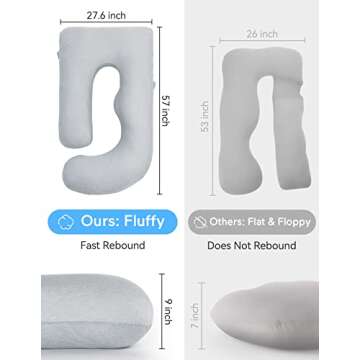 Momcozy Pregnancy Pillows with Cooling Cover, U-Shaped Full Body Maternity Pillow for Side Sleepers 57 Inch - Support for Back, Hip, Belly, Legs for Pregnant Women