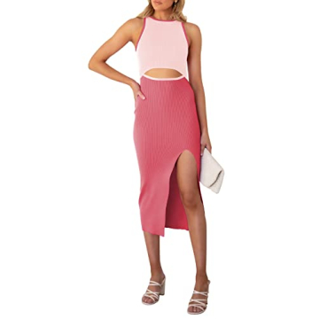 Pink Queen Women's Sexy Cutout Midi Dress - Comfortable and Stylish for Any Occasion