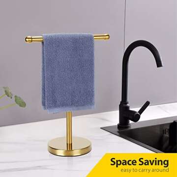 Elegant Gold Hand Towel Holder with Sturdy Stand