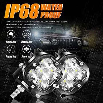 Auxbeam 3" 80W 9600LM LED Pods (ZD000676) w/Flush Mount Brackets & Amber Covers, Spot Flood Combo Offroad Lights Toyota Fog Lights for Tacoma Tundra 4Runner, Bundle