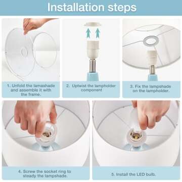 GyroVu Table Lamp Set of 2, 18.63” Ceramic Table Lamp Classic Beside Lamps Nightstand Lamp Modern Table Lamp for Living Room, Bedroom & Office Rocker Swtich Sky Blue-LED Bulbs Included