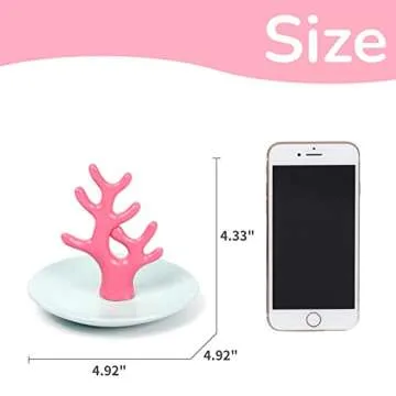 QZVANLON Coral Ring Holder,Jewelry Decorative Tray,Coral Jewelry Tree for Display Bracelet,Trinket Dish for Dresser Decor,Necklace Organizer Stand,Jewellery Storage Plate Gift