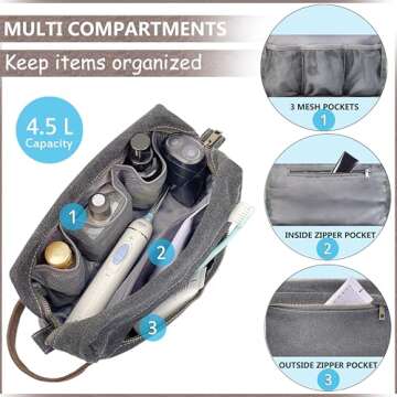 LUCKYRAIN Waterproof Canvas Toiletry Bag for Men