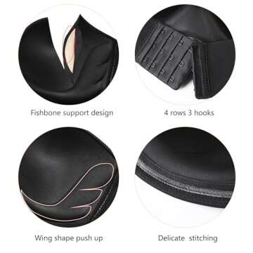 DotVol Women Strapless Push Up Bra Custom Lift Invisible Wing Shape Anti-Slip Wirefree Bra(Wing Pure Black,32B)
