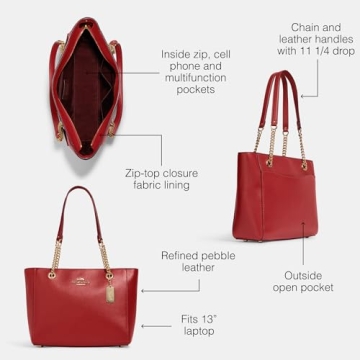 Elegant COACH Cammie Chain Tote in Red Apple