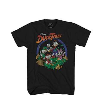 Ducktales Money Scene Scrooge McDuck Duck Tales Vintage Classic Funny Logo Adult Mens Graphic Tee T-Shirt (Black, Large)