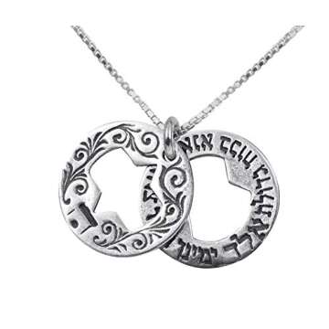 HaAri Double Star of David Ana BeKoach Hamsa Evil Eye Sterling Silver Necklace (20)