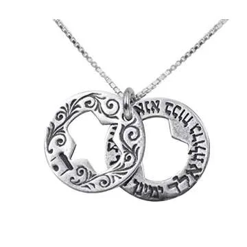 HaAri Double Star of David Ana BeKoach Hamsa Evil Eye Sterling Silver Necklace (20)