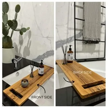 Elegant Zeek Bathtub Caddy Tray - Natural Solid Wood Gift