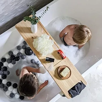 Elegant Zeek Bathtub Caddy Tray - Natural Solid Wood Gift
