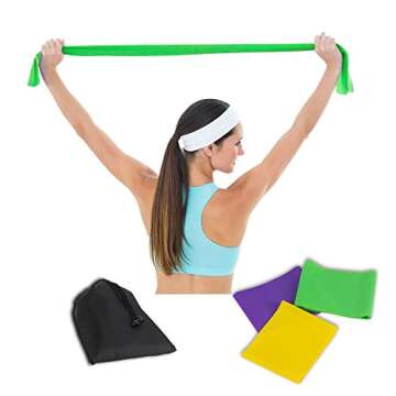 Resistance Band Set, 3 Pack Latex Exercise Bands with 3 Levels, Skin-Friendly Elastic Workout Bands for Core Exercise, Physical Therapy, Yoga, Pilate (3)
