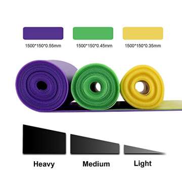 Resistance Band Set, 3 Pack Latex Exercise Bands with 3 Levels, Skin-Friendly Elastic Workout Bands for Core Exercise, Physical Therapy, Yoga, Pilate (3)