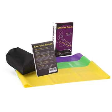 Resistance Band Set, 3 Pack Latex Exercise Bands with 3 Levels, Skin-Friendly Elastic Workout Bands for Core Exercise, Physical Therapy, Yoga, Pilate (3)