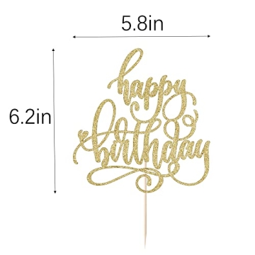 AROKIPPRY Handmade Glitter Happy Birthday Cake Topper