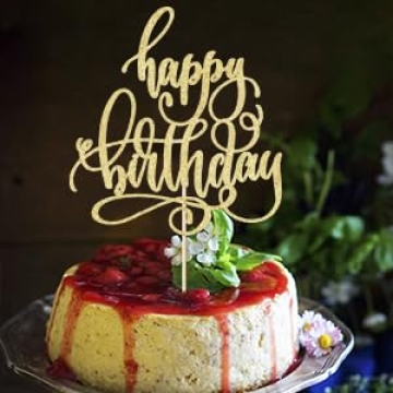 AROKIPPRY Handmade Glitter Happy Birthday Cake Topper