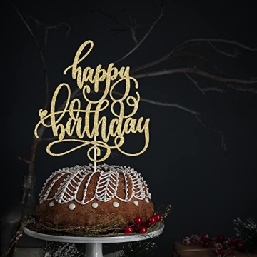 AROKIPPRY Handmade Glitter Happy Birthday Cake Topper