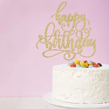 AROKIPPRY Handmade Glitter Happy Birthday Cake Topper