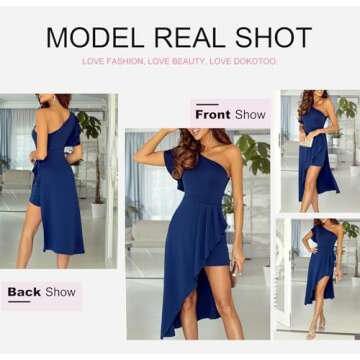 Dokotoo Stylish One Shoulder Midi Dress for Women