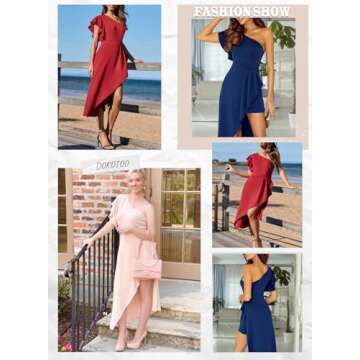 Dokotoo Stylish One Shoulder Midi Dress for Women