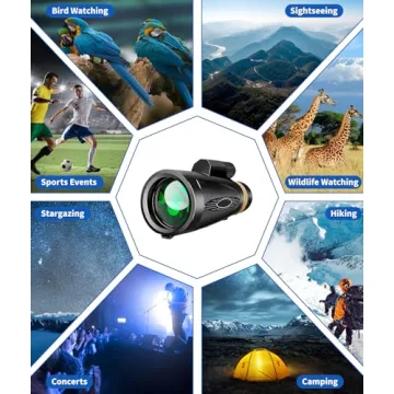 High Power Monocular Telescope with Smartphone Adapter