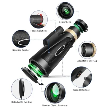High Power Monocular Telescope with Smartphone Adapter