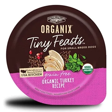 Castor & Pollux Organix Tiny Feasts Grain Free Organic Turkey Recipe Dog Food Trays, 3.5oz cans (Pac...