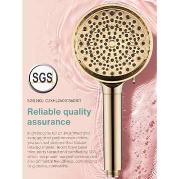 Filtered Shower Head with 6 Spray Modes for Hard Water
