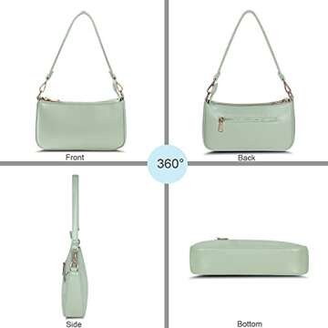 NIUEIMEE ZHOU Shoulder Bag for Women Retro Vegan Leather Classic Clutch Tote HandBags Purses with Zi...