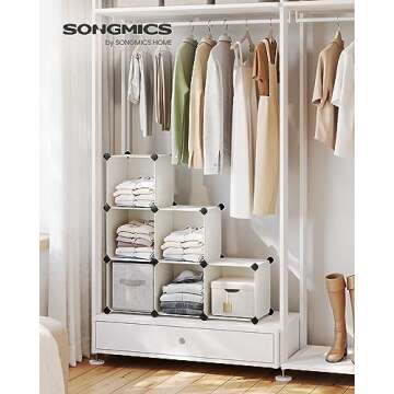 SONGMICS 6 Cube Storage Organizer, DIY Closet Shelf, Plastic Clothes Organizer, Modular Bookcase, 11...