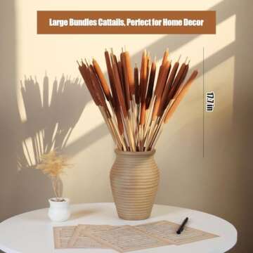 MIHUAGE Dried Natural Cattails - 20PCS for DIY Floral Arrangements and Home Office Decor - 17 Inch Length