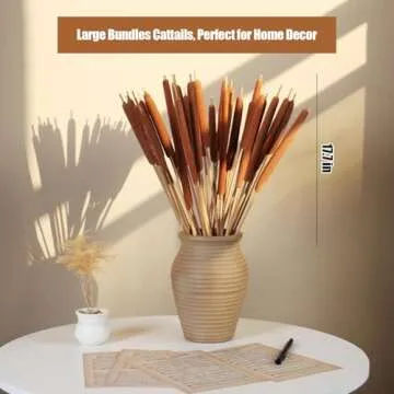 MIHUAGE Dried Natural Cattails - 20PCS for DIY Floral Arrangements and Home Office Decor - 17 Inch Length