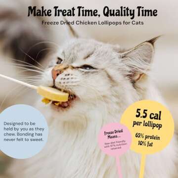 MalsiPree Lollipop Freeze Dried Chicken Cat Treats - High Protein & Nutrient Rich Natural Cat Treats...