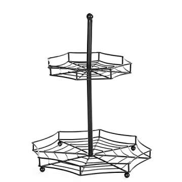 Halloween Spider Web 2-Tier Serving Tray - Spooky Tabletop Accent