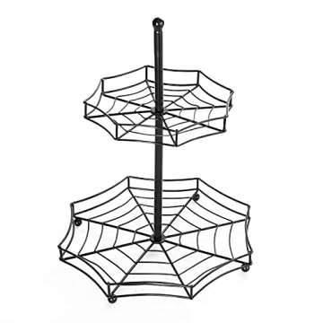 Halloween Spider Web 2-Tier Serving Tray - Spooky Tabletop Accent