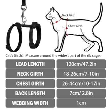 PUPTECK Adjustable Cat Harness and Leash Set Escape Proof Kitten Strap Collar for Walking Travel, Bl...