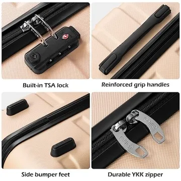 Coolife 3 Piece Luggage Set Lightweight TSA-Approved