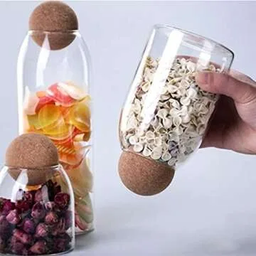 Piscepio Glass Jar with Wood Lid Ball Jar Food Storage Container Clear Candy Jars Food Storage Canister Sugar Coffee Tea Beans Spice Salt Storage 3 Pcs