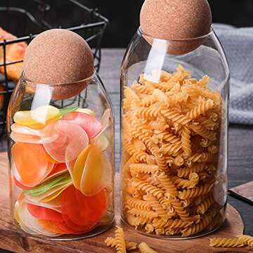 Piscepio Glass Jar with Wood Lid Ball Jar Food Storage Container Clear Candy Jars Food Storage Canister Sugar Coffee Tea Beans Spice Salt Storage 3 Pcs