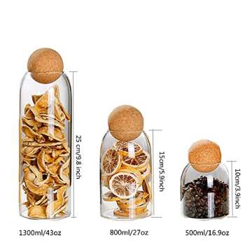 Piscepio Glass Jar with Wood Lid Ball Jar Food Storage Container Clear Candy Jars Food Storage Canister Sugar Coffee Tea Beans Spice Salt Storage 3 Pcs