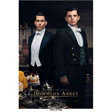 Downton Abbey (2019 Movie) 8Inch x 10Inch promo photo of Robert James-Collier and Michael Fox standing side by side, Movie logo ed