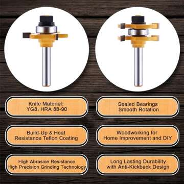 Tongue and Groove Router Bit Set for Precision Woodworking